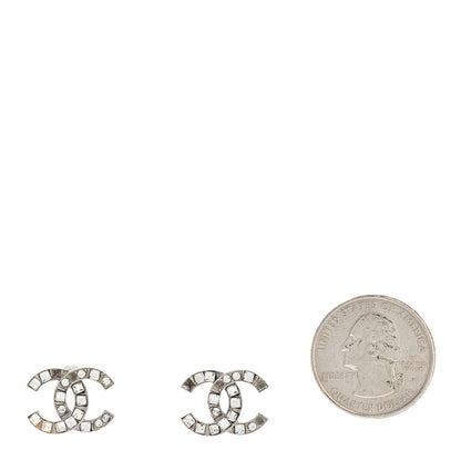 Chanel Crystal CC Earrings Silver 2 of 10