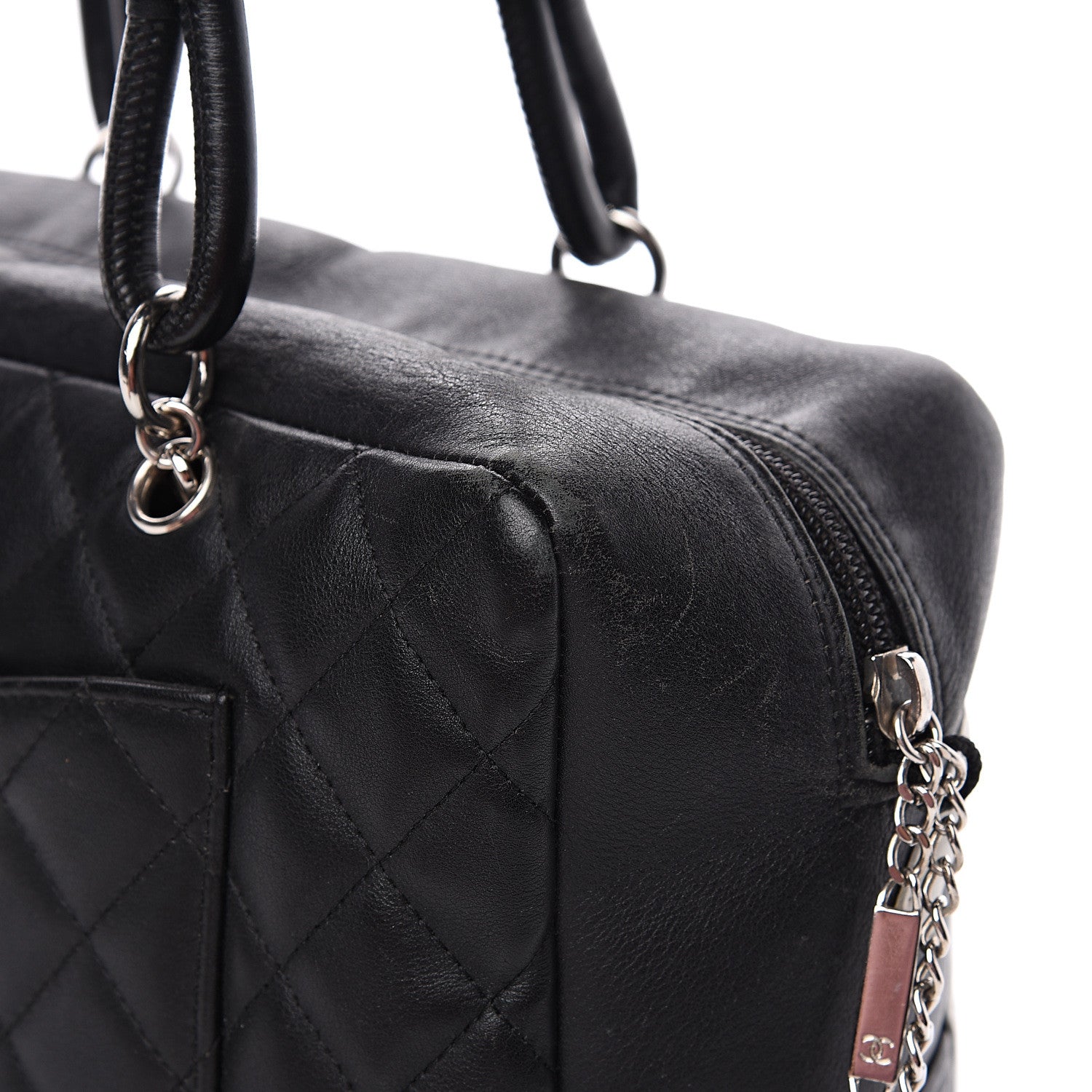 Chanel Calfskin Quilted Large Cambon Bowler Black White 14 of 17