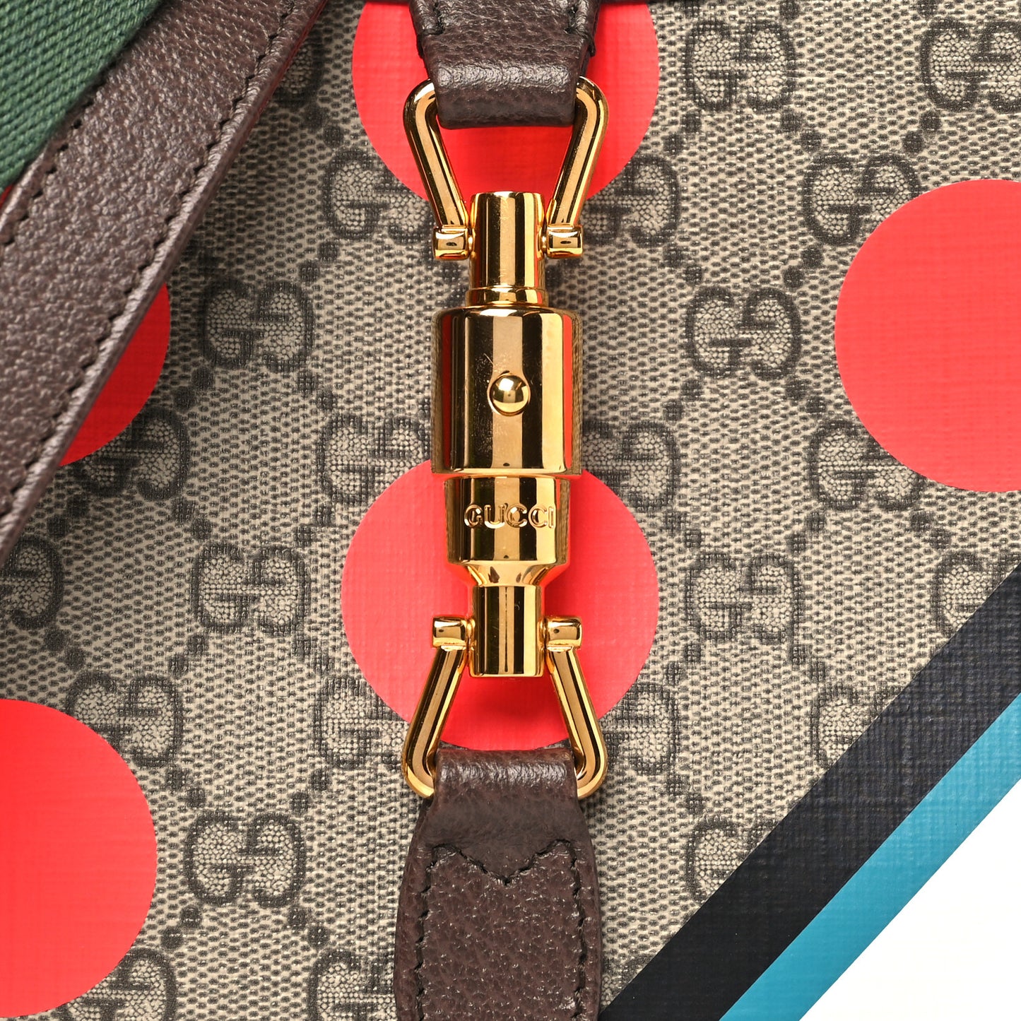 GG Supreme Monogram Web Geometric Small Jackie 1961 Beige Multicolor Brown Sugar