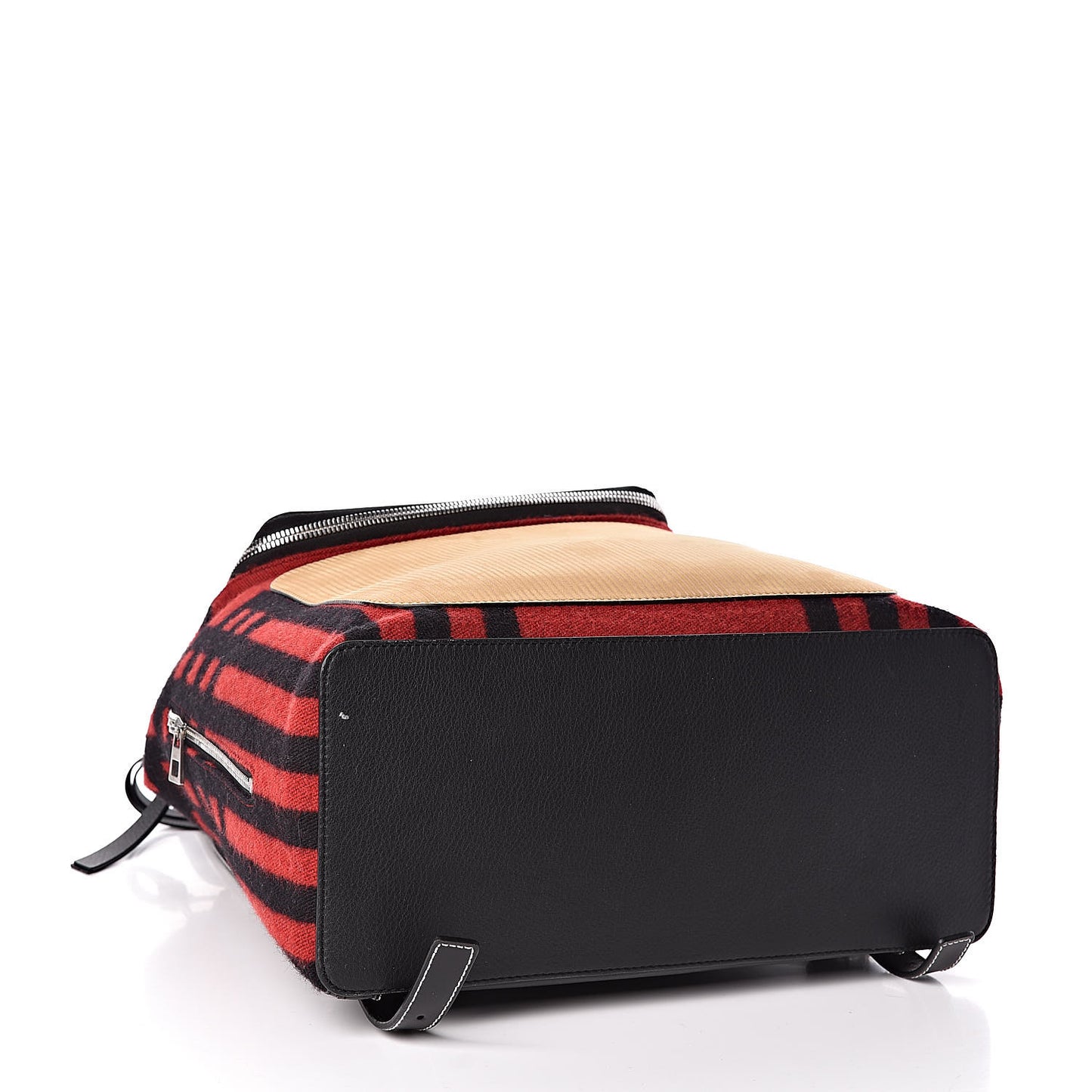 Wool Sheepsskin Goya Grid Backpack Scarlet Red Black