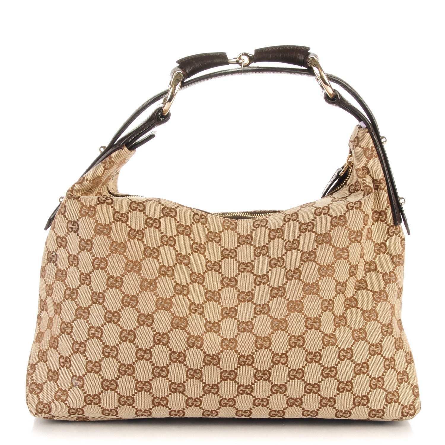 Gucci Monogram Medium Horsebit Chain Hobo Dark Brown 1 of 7
