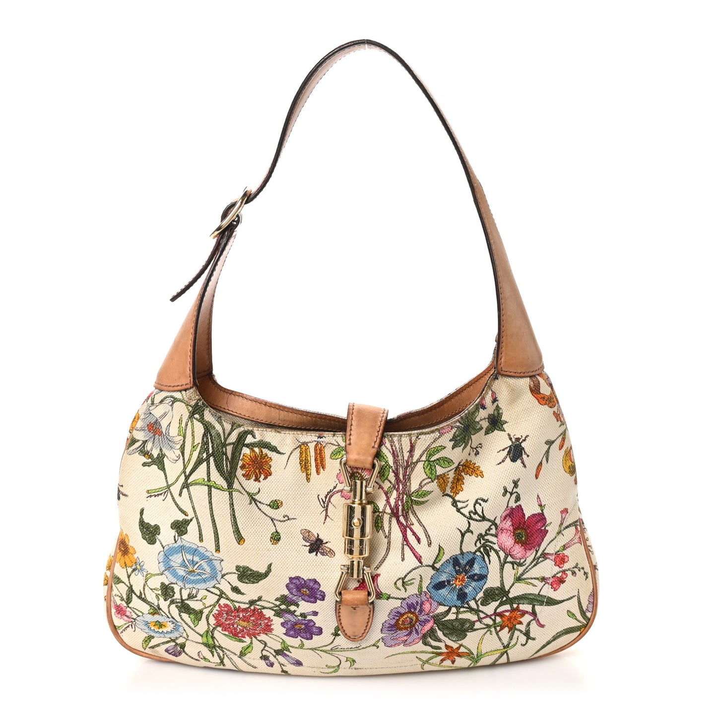 Canvas Floral Flora Small Jackie O Hobo White White