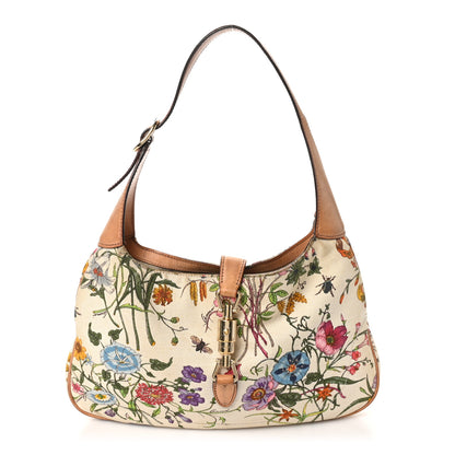 Gucci Canvas Floral Flora Small Jackie O Hobo White White 1 of 11