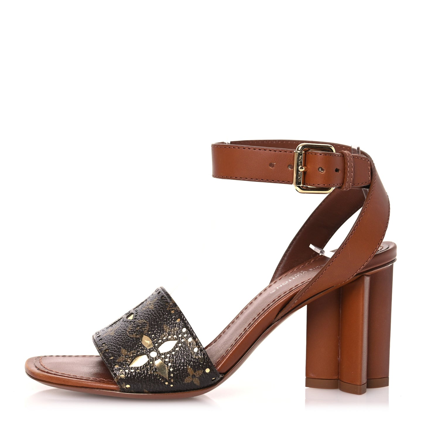 Calfskin Perforated Monogram Silhouette Sandals 35 Gold
