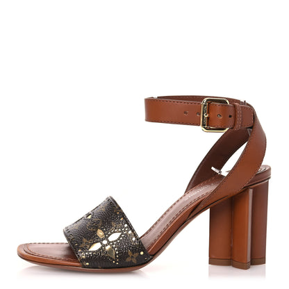 Louis Vuitton Calfskin Perforated Monogram Silhouette Sandals 35 Gold 1 of 16