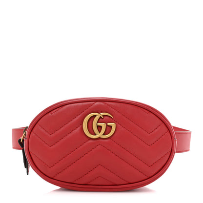 Gucci Calfskin Matelasse GG Marmont Belt Bag 95 38 Hibiscus Red 1 of 11