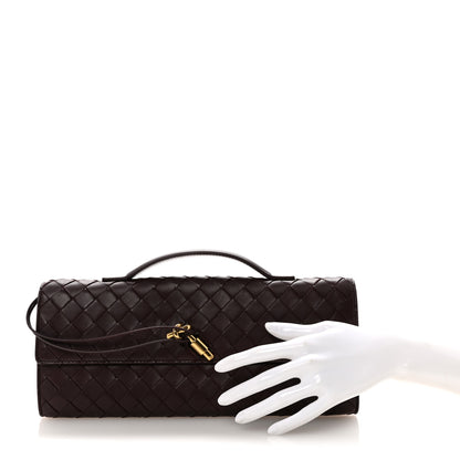 Bottega Veneta Nappa Intrecciato Long Andiamo Top Handle Clutch Dark Barolo 2 of 6