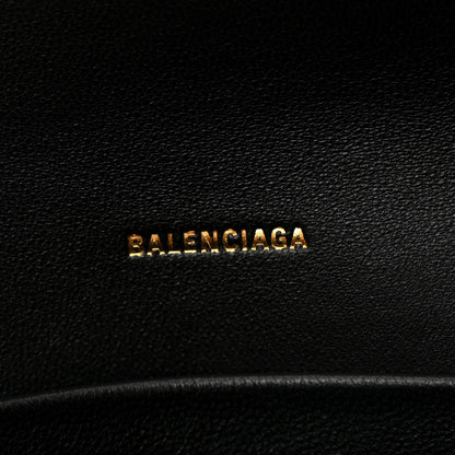 Balenciaga Shiny Calfskin Crocodile Embossed Hourglass Flap Flat Pouch Black 6 of 9