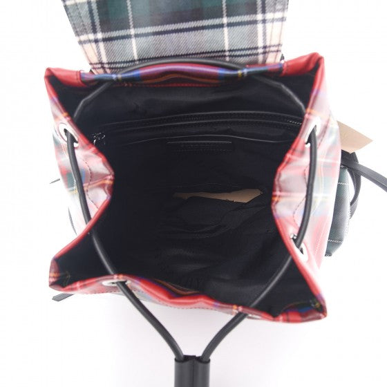 Burberry Laminated Tartan Patchwork Medium Rucksack Backpack Military Red 5 of 9