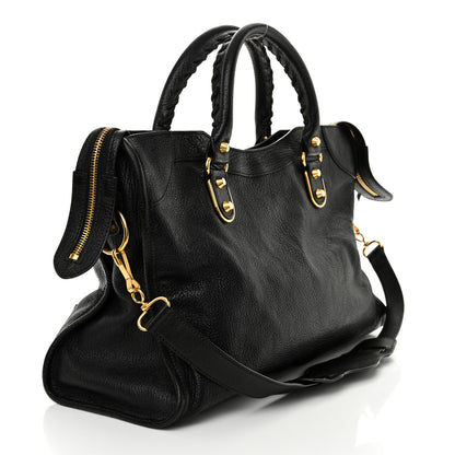 Balenciaga Chevre Gold Metallic Edge Hardware City Black 4 of 14
