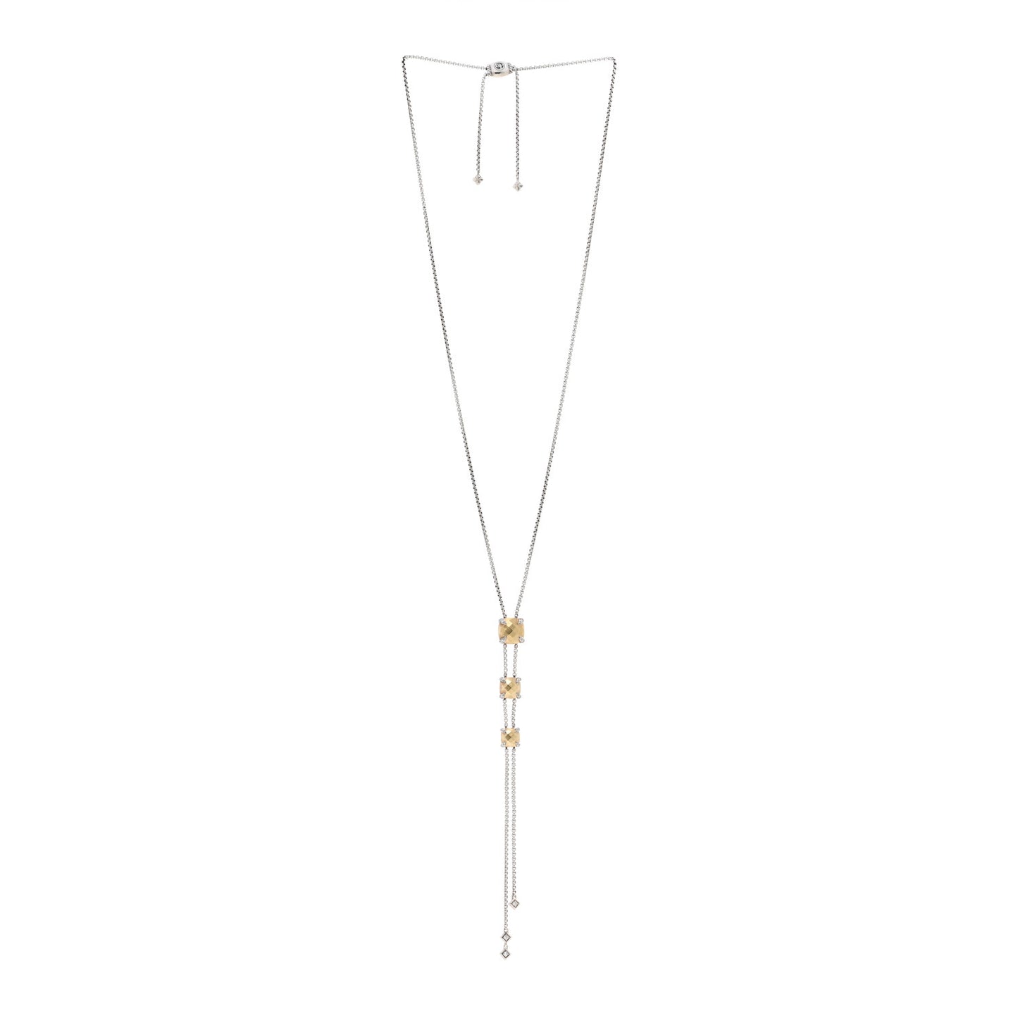 Sterling Silver 18K Yellow Gold Diamond Chatelaine Y Necklace