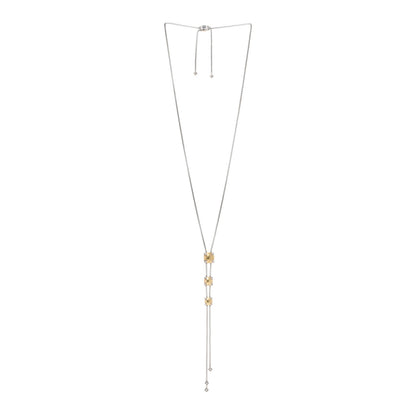 David Yurman Sterling Silver 18K Yellow Gold Diamond Chatelaine Y Necklace 3 of 4
