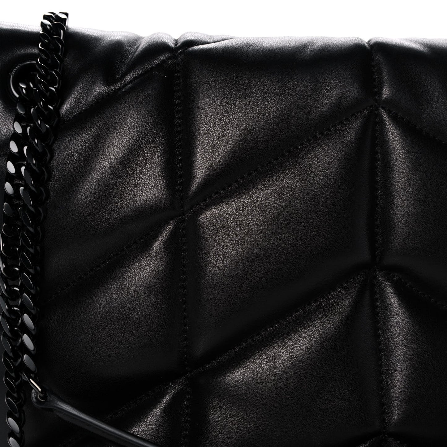 Lambskin Quilted Medium Loulou Puffer Monogram Chain Satchel Black