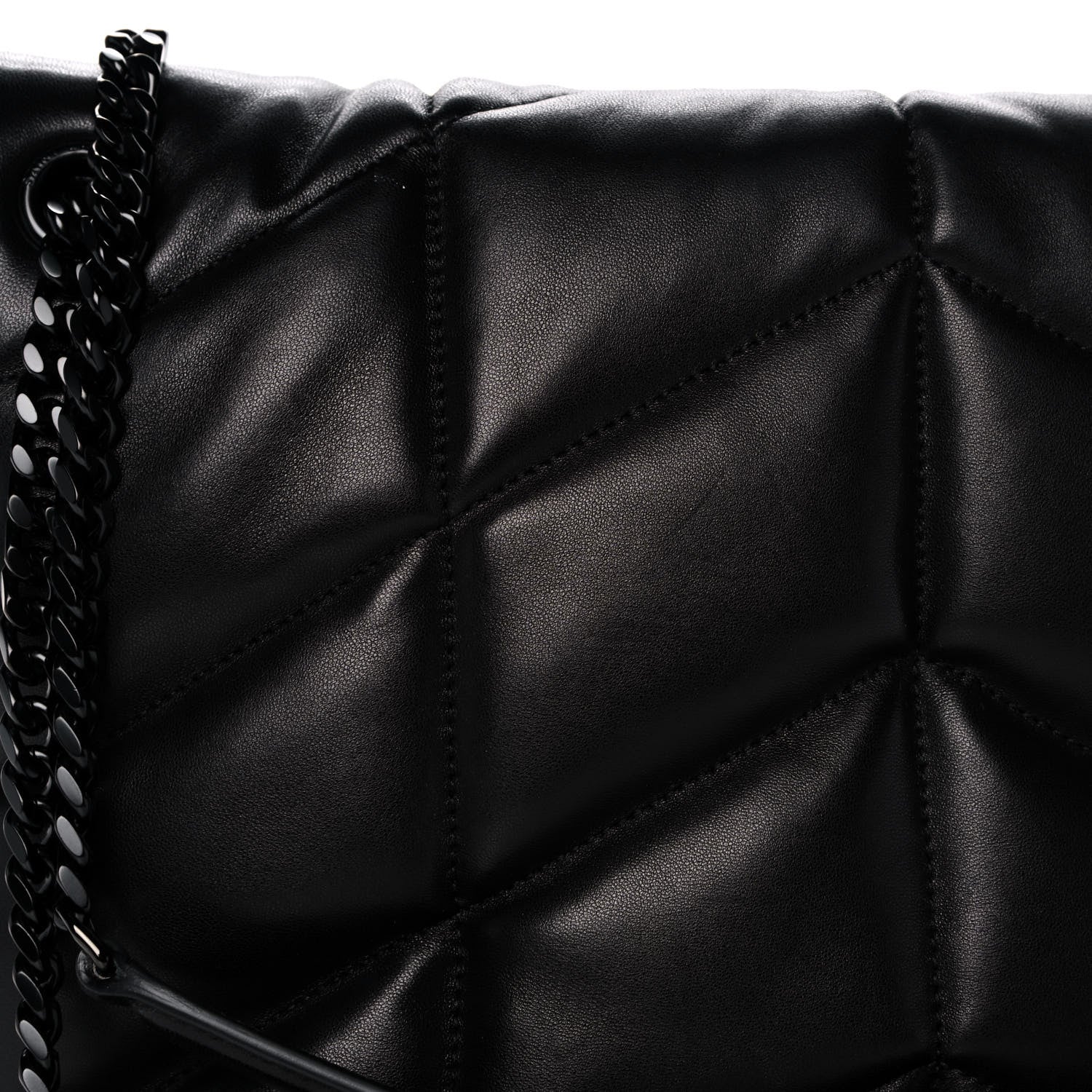 Saint Laurent Lambskin Quilted Medium Loulou Puffer Monogram Chain Satchel Black 15 of 16