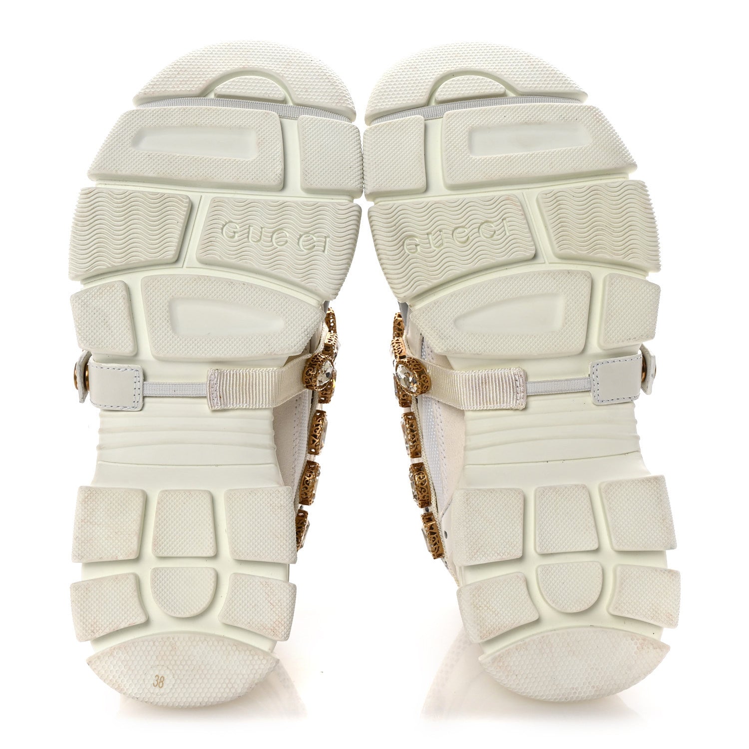 Gucci X SEGA Mesh Calfskin Suede Removable Crystals Womens Flashtrek Sneakers 38 Great White 6 of 8