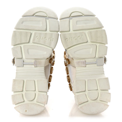 Gucci X SEGA Mesh Calfskin Suede Removable Crystals Womens Flashtrek Sneakers 38 Great White 6 of 8