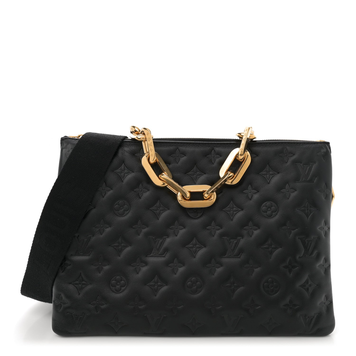 Louis Vuitton Lambskin Embossed Monogram Coussin MM Black 1 of 11