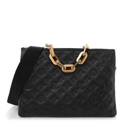 Louis Vuitton Lambskin Embossed Monogram Coussin MM Black 1 of 11