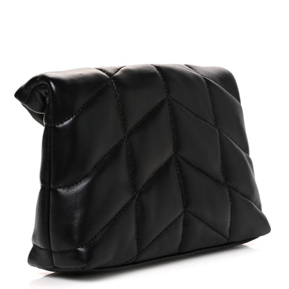 Saint Laurent Lambskin Monogram Loulou Puffer Pouch Clutch Black 4 of 9