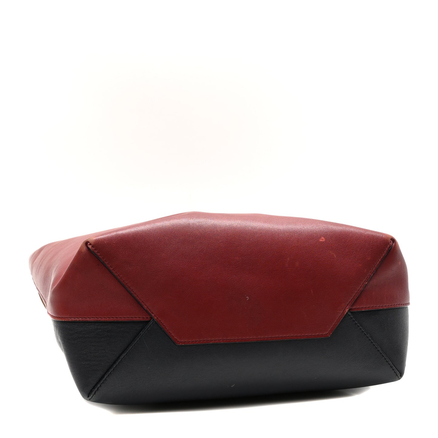 Shiny Smooth Calfskin Small Twisted Cabas Dark Ruby Navy