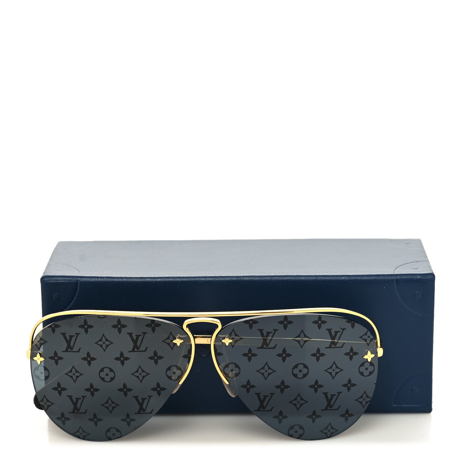 Louis Vuitton Metal Monogram Grease Sunglasses Z1172W Gold 9 of 9