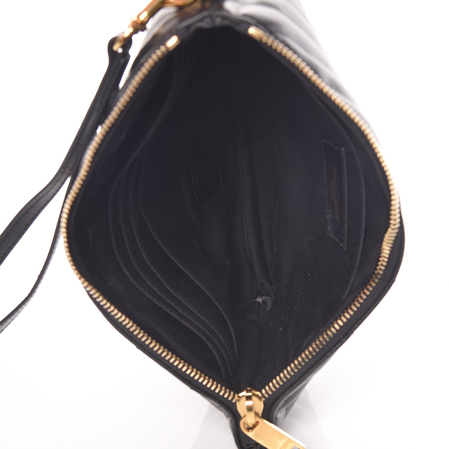 Saint Laurent Calfskin Matelasse Chevron Monogram A5 Wristlet Black 5 of 8