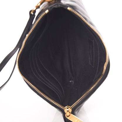 Saint Laurent Calfskin Matelasse Chevron Monogram A5 Wristlet Black 5 of 8