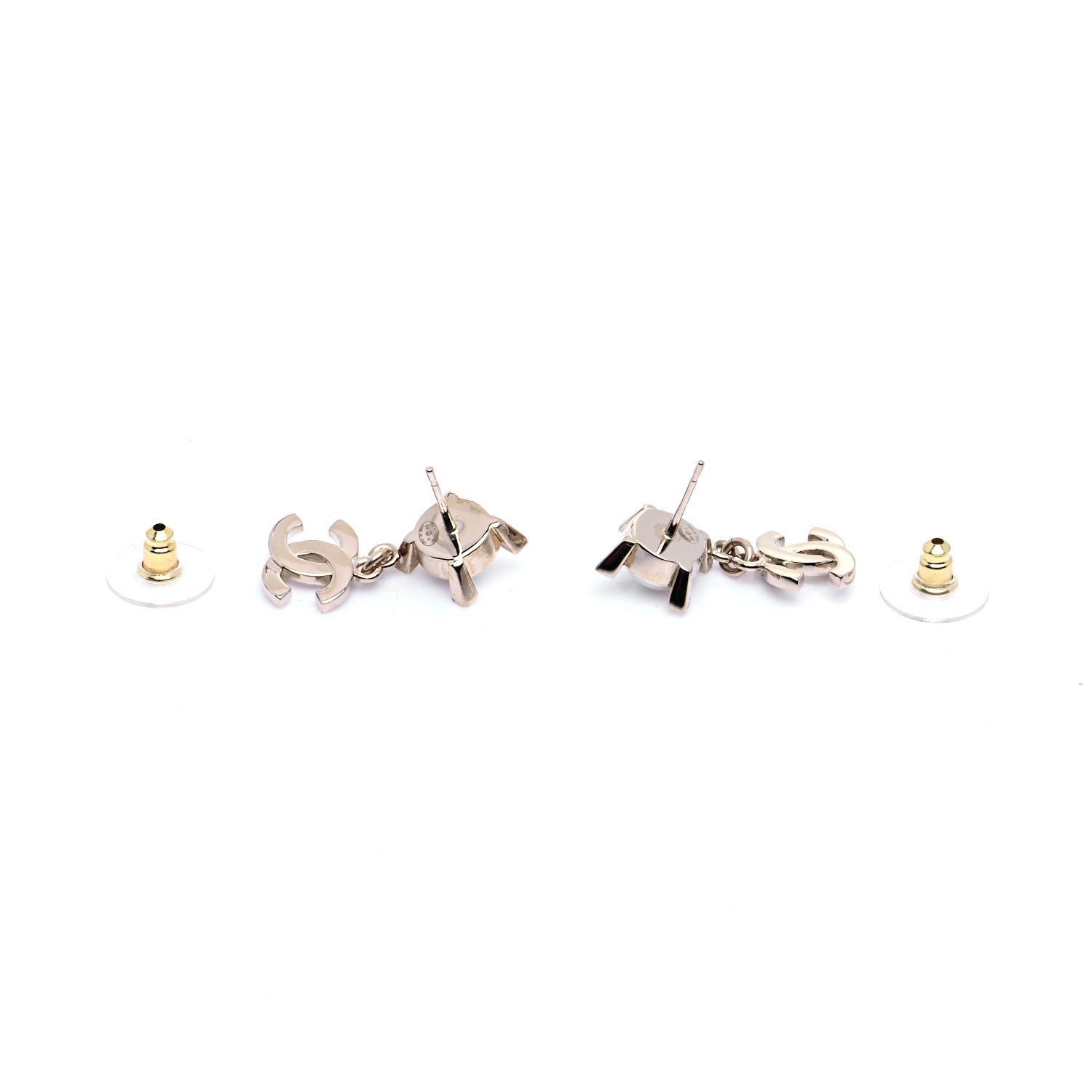 Chanel Crystal Pearl CC Drop Earrings Gold 4 of 6