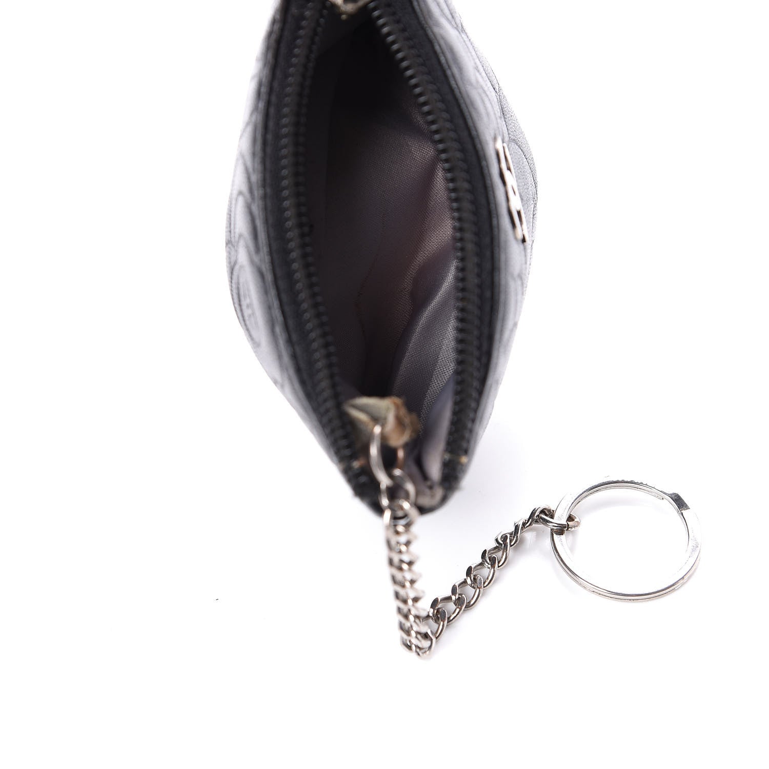 Chanel Goatskin Camellia Embossed Key Holder Case Black 5 of 11