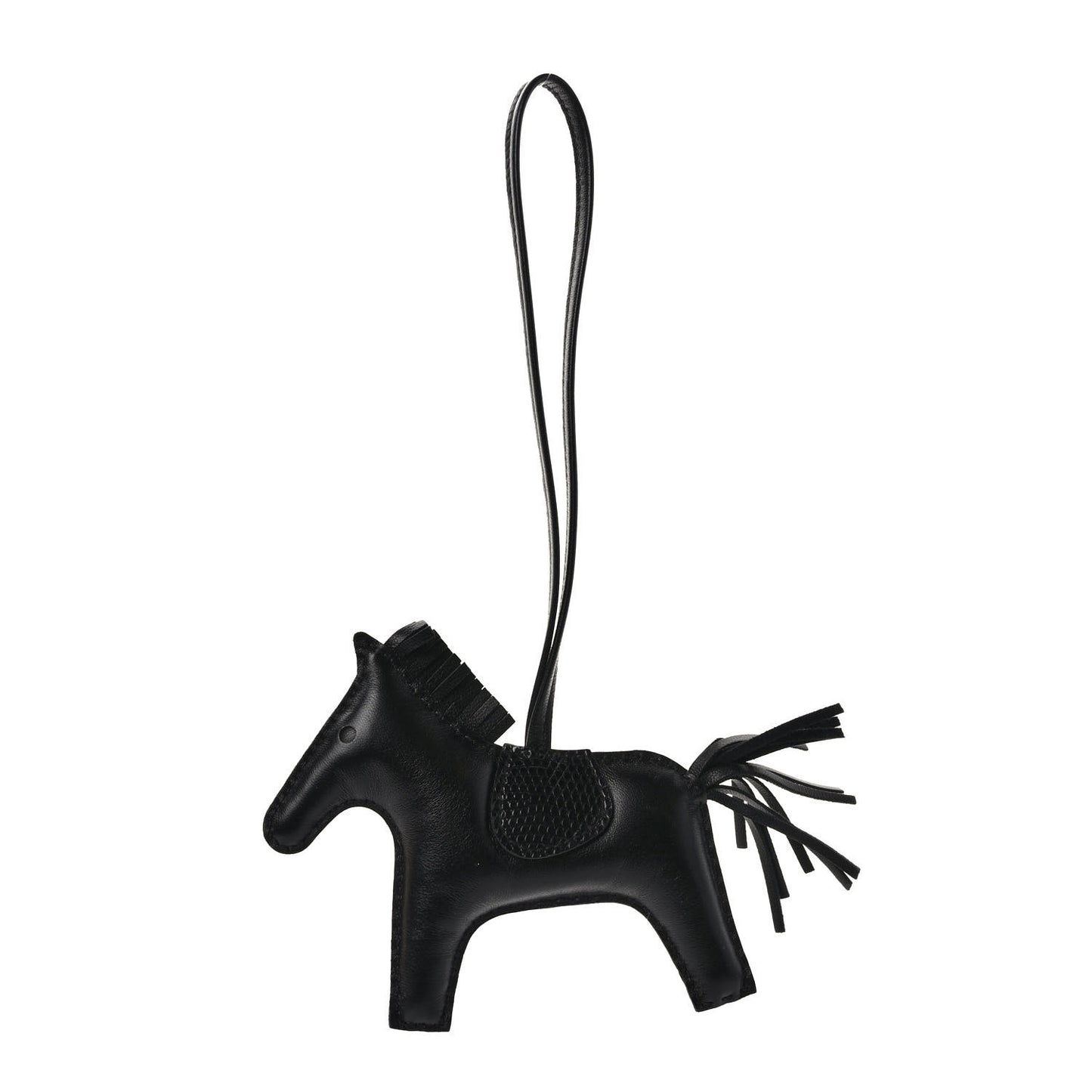 Milo Lambskin Lizard Touch Grigri Rodeo Horse Bag Charm MM So Black