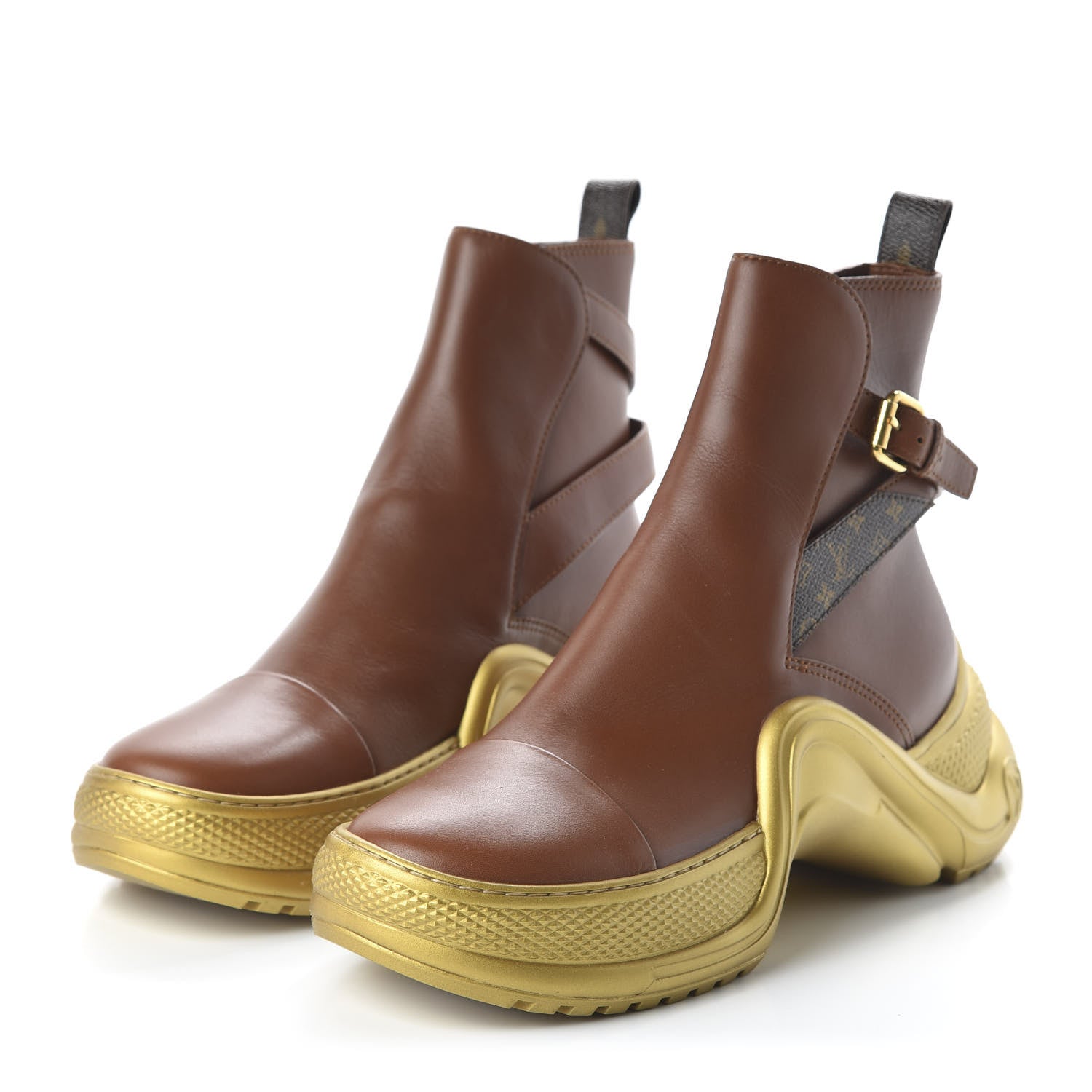 Louis Vuitton Calfskin Monogram LV Archlight Flat Ankle Boots 39 Cognac Brown 3 of 9