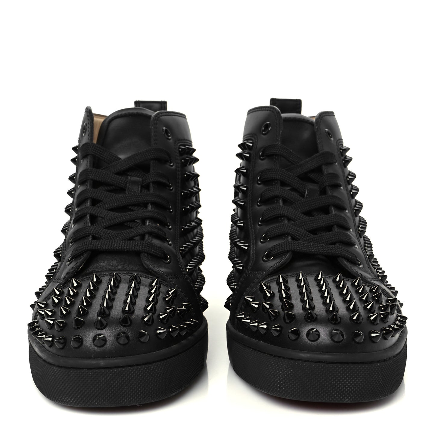 Calfskin Mens Louis Spikes Flat Sneakers 42.5 Black