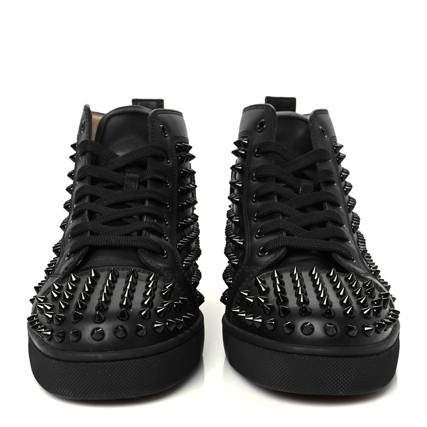 Christian Louboutin Calfskin Mens Louis Spikes Flat Sneakers 42.5 Black 3 of 10
