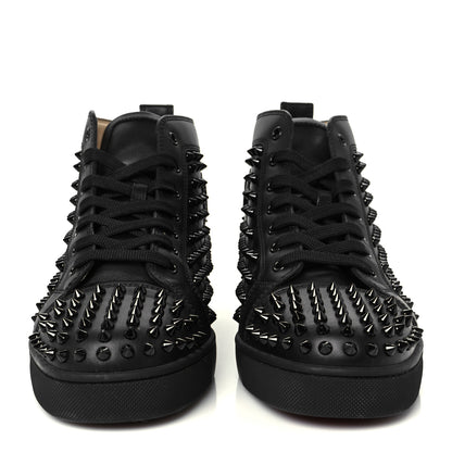 Christian Louboutin Calfskin Mens Louis Spikes Flat Sneakers 42.5 Black 3 of 10