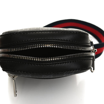 Gucci GG Supreme Monogram Appia Calfskin Web Small Camera Messenger Bag Black Grey 5 of 12