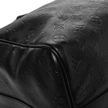 Louis Vuitton Calfskin Shadow Monogram Keepall Bandouliere 50 Black 7 of 14