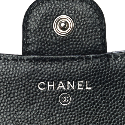 Chanel Caviar Chevron Quilted Compact Flap Wallet Black 6 of 12