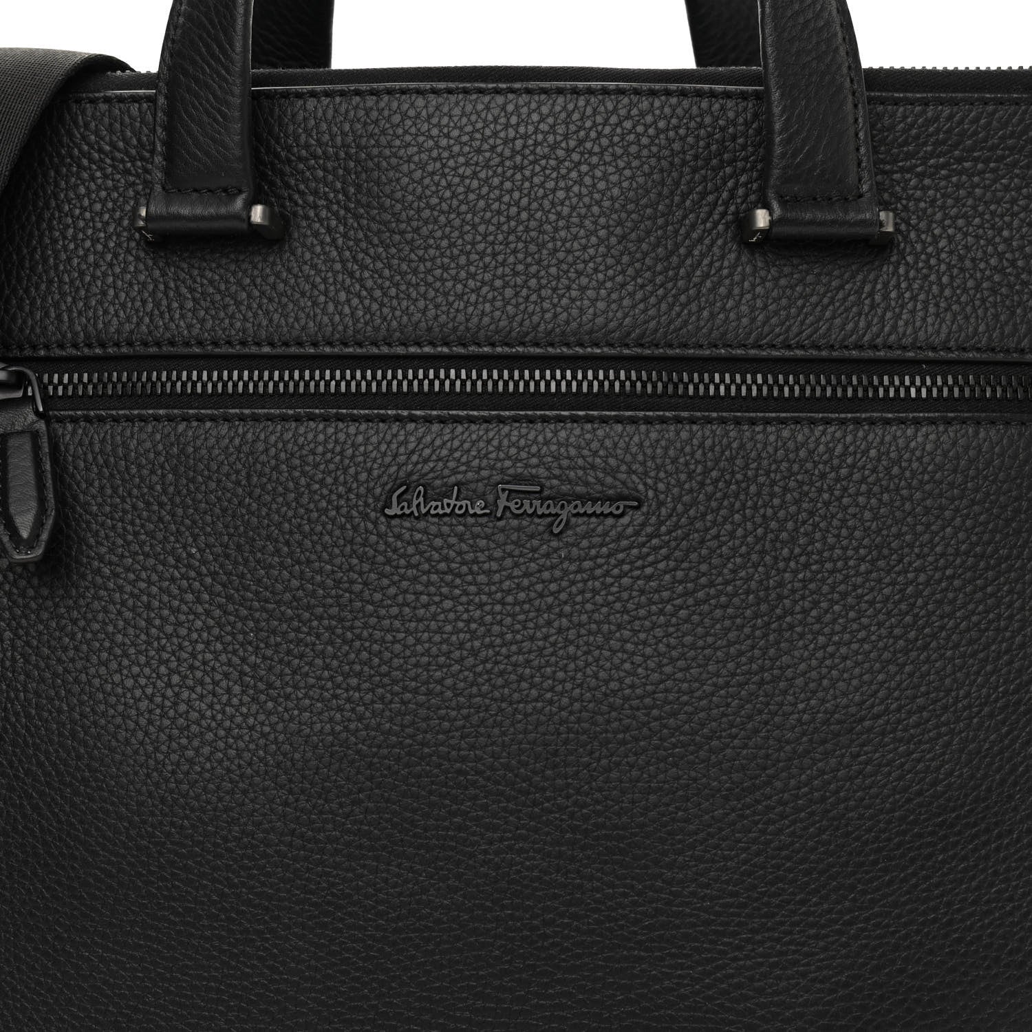 Salvatore Ferragamo Tumbled Calfskin Business Bag Black 9 of 11