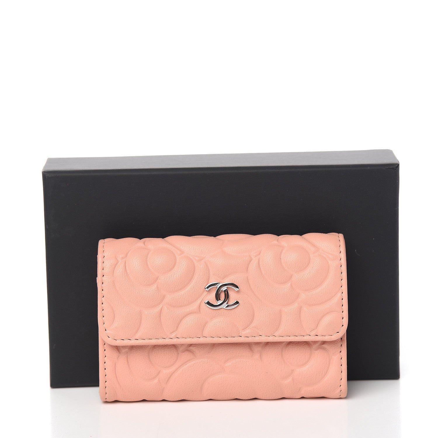 Chanel Goatskin Camellia Embossed Card Holder Wallet Light Pink 8 of 8