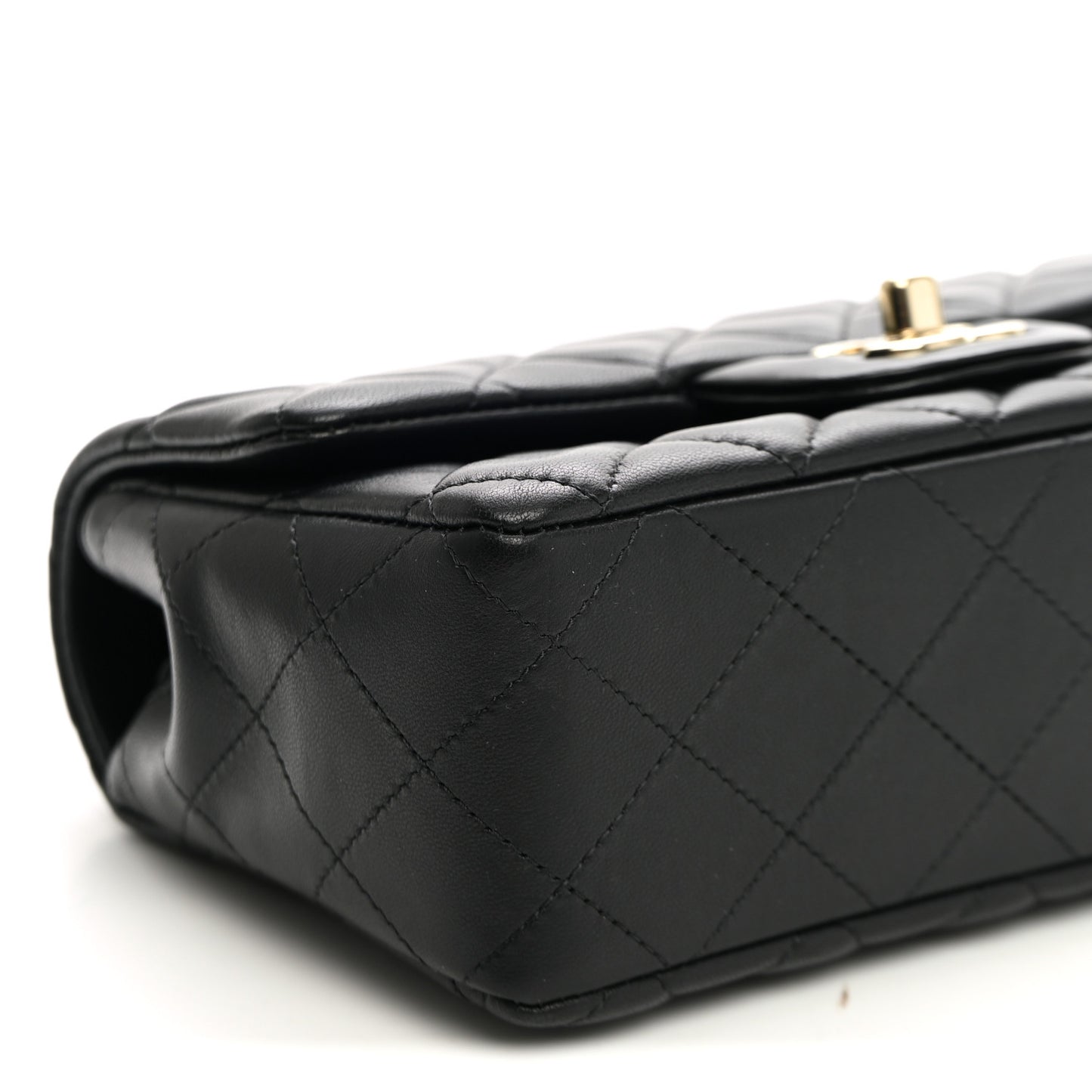 Lambskin Quilted Mini Rectangular Flap Black