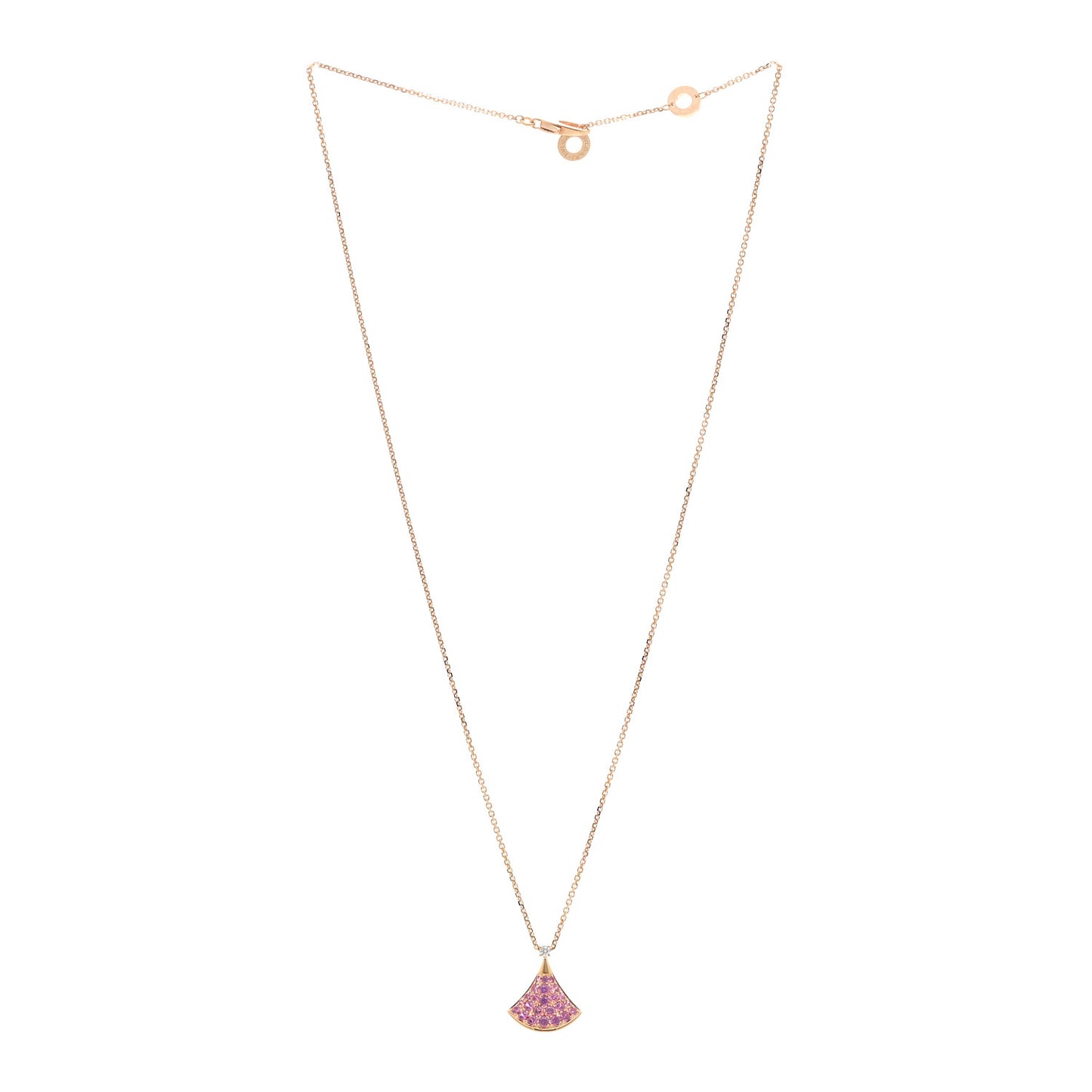 18K Rose Gold Diamond Pink Sapphire Divas' Dream Pendant Necklace