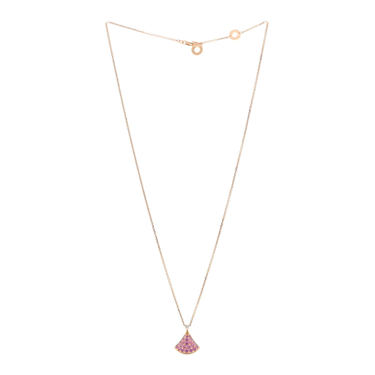 Bulgari 18K Rose Gold Diamond Pink Sapphire Divas' Dream Pendant Necklace 3 of 4