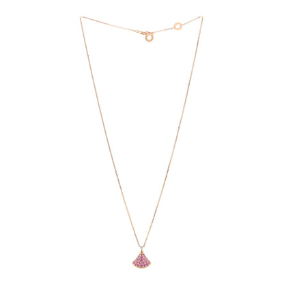 Bulgari 18K Rose Gold Diamond Pink Sapphire Divas' Dream Pendant Necklace 3 of 4