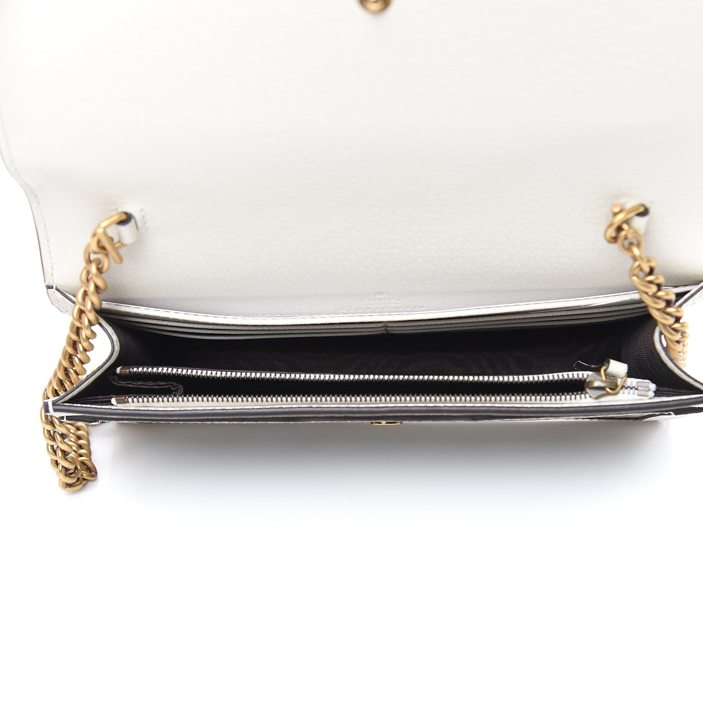 GG Supreme Monogram Web Queen Margaret Chain Wallet White