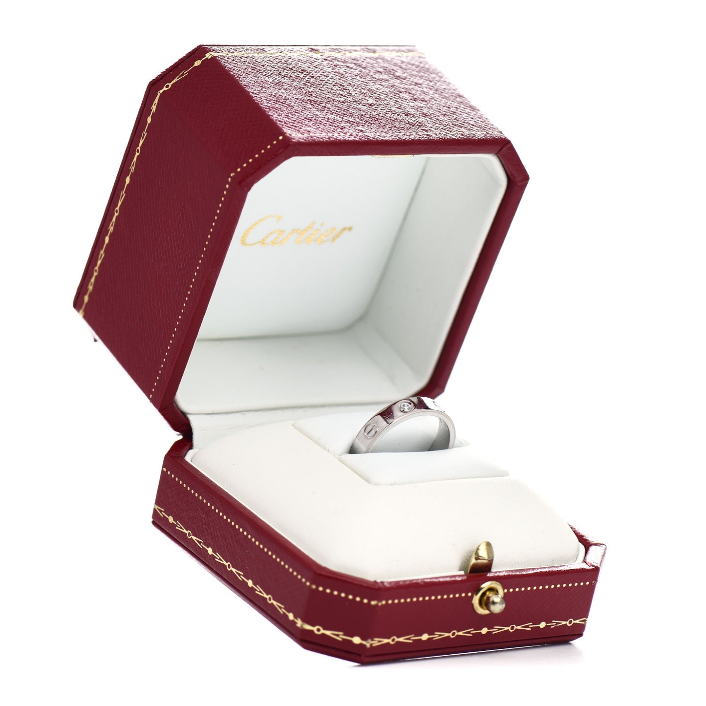 18K White Gold Diamond 4mm LOVE Wedding Band Ring 55 7.25