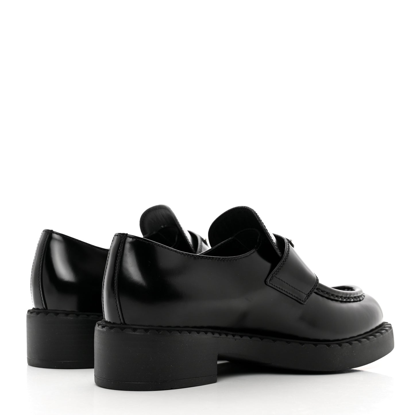 Spazzolato Metal Triangle Logo 50mm Loafers 38 Black