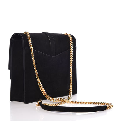 Saint Laurent Suede Sulpice Monogram Medium Shoulder Bag Black 4 of 6