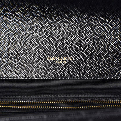 Saint Laurent Grain De Poudre Textured Mixed Matelasse Large Triquilt Monogram Satchel Black 6 of 11