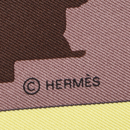 Hermes Silk Space Shopping Au Faubourg Scarf 90 Rose Taupe Jaune 7 of 9