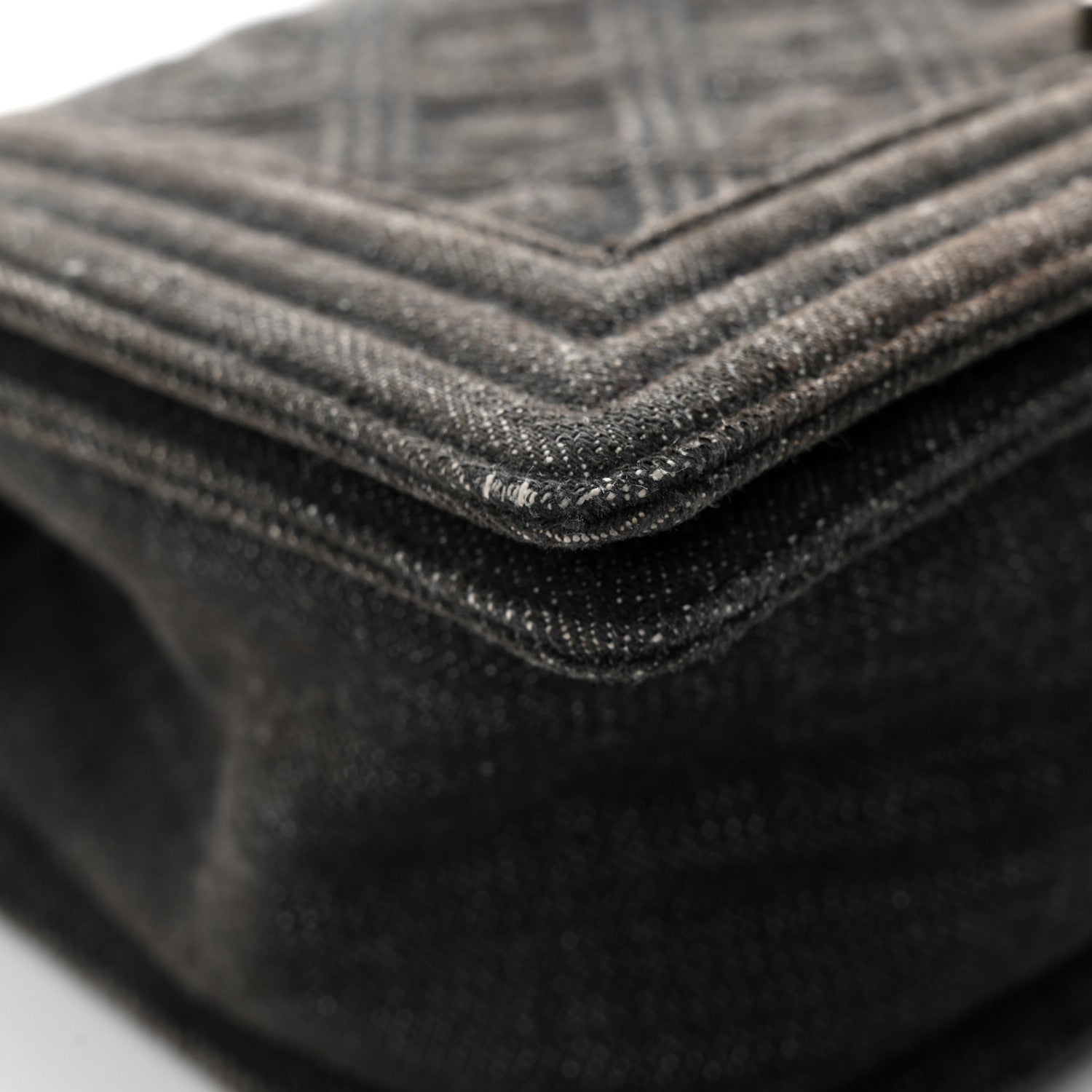 Chanel Denim Quilted Medium Boy Flap Black 12 of 13
